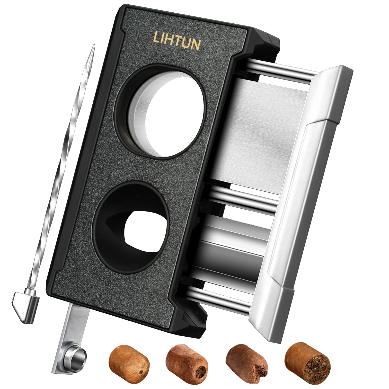 Amazon.com: LIHTUN Cigar Cutter Guillotine 4 in 1 One Touch Straight ...