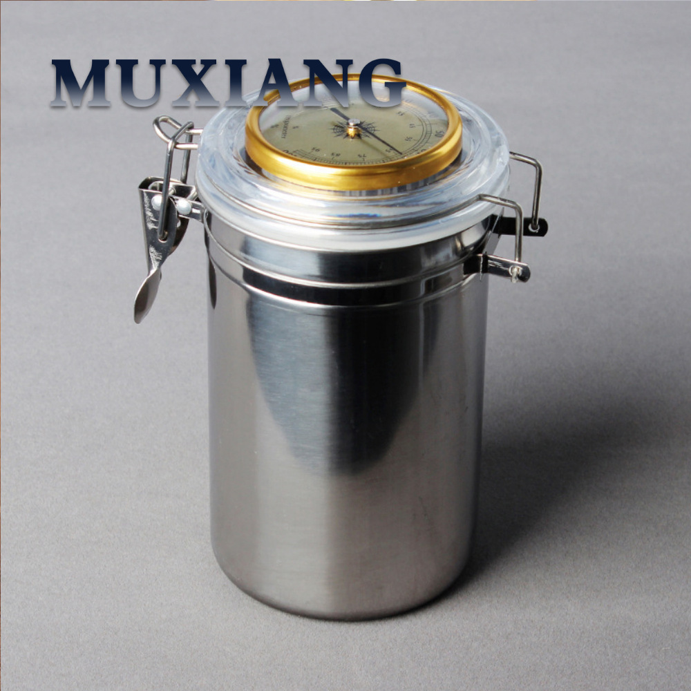 跨境 烟丝保湿罐不锈钢密封罐带湿度计保湿片烟斗专用烟叶烟草罐-阿里巴巴
