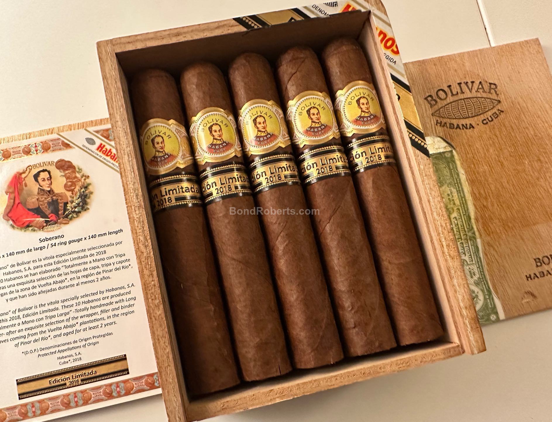 Bolívar Soberanos Edición Limitada 2018 Slide lid box of 10 cigars. 25053