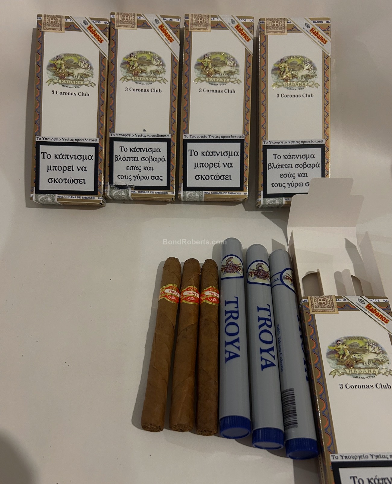 Troya Coronas Club 2005 Cardboard display box with 5 packs of 3 cigars ...
