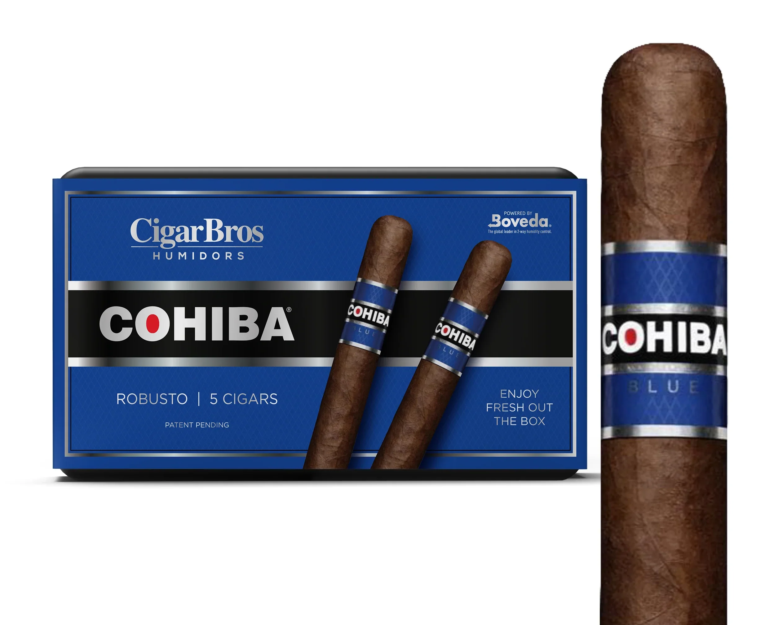 Cohiba Blue Robusto Cigar With Personal Humidor by CigarBros (Box of 5 ...